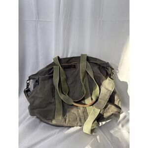 Vintage Addiction Recycled Army Tent Canvas Duffle Bag Olive Green Military